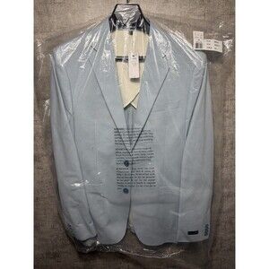 NEW Express Suit Jacket Men’s 40L Light Blue Chambray Stretch Slim Fit